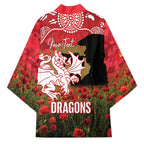 Personalised Dragons Rugby ANZAC Day Kimono Last Post Poppy We Will Remember Them