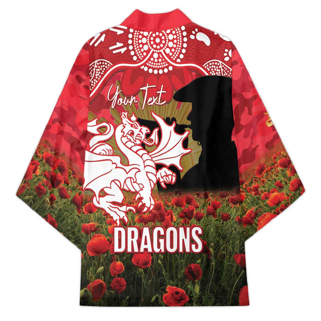 Personalised Dragons Rugby ANZAC Day Kimono Last Post Poppy We Will Remember Them