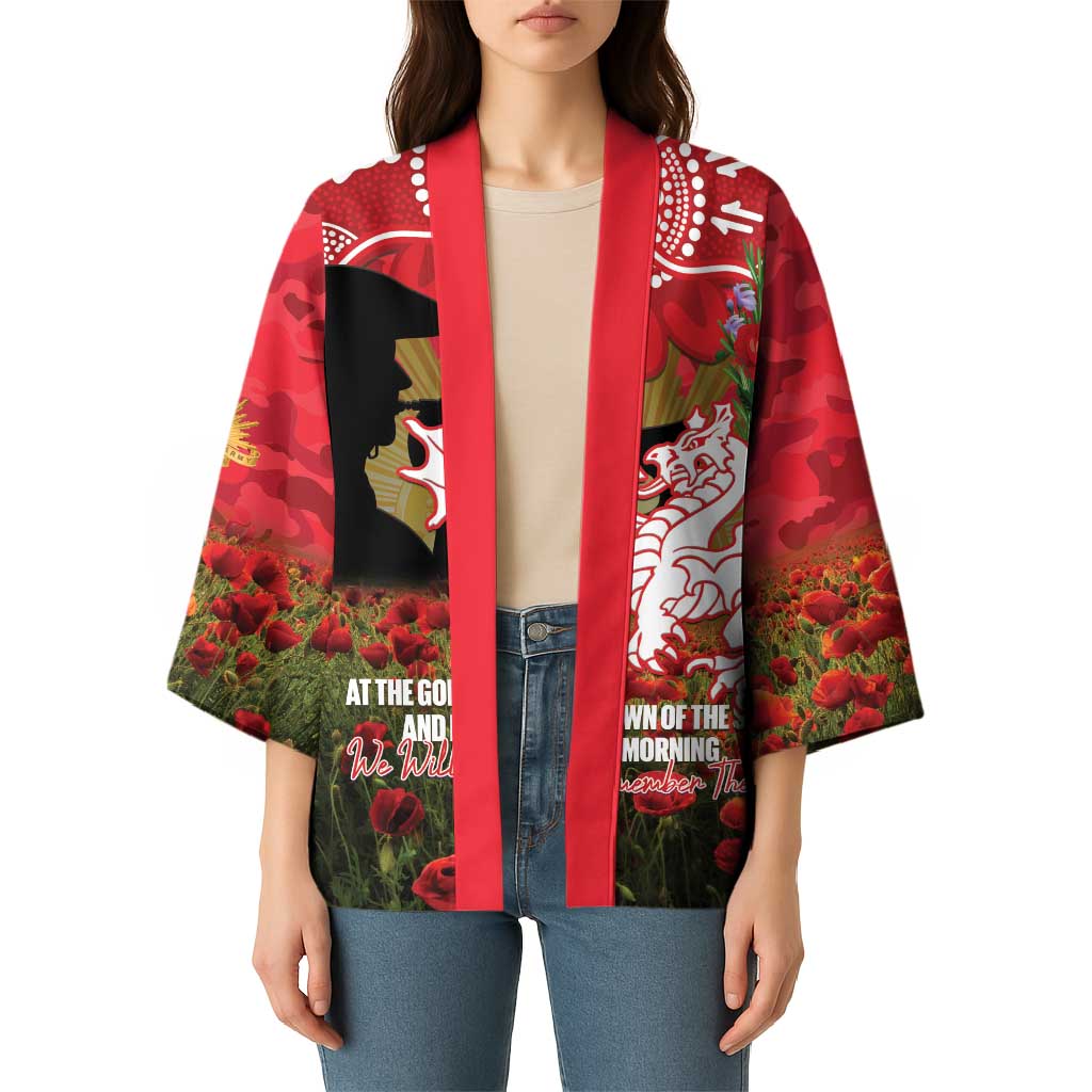 Personalised Dragons Rugby ANZAC Day Kimono Last Post Poppy We Will Remember Them