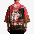 Personalised Dragons Rugby ANZAC Day Kimono Last Post Poppy We Will Remember Them