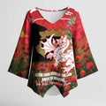 Personalised Dragons Rugby ANZAC Day Kimono Sleeve Blouse Last Post Poppy We Will Remember Them