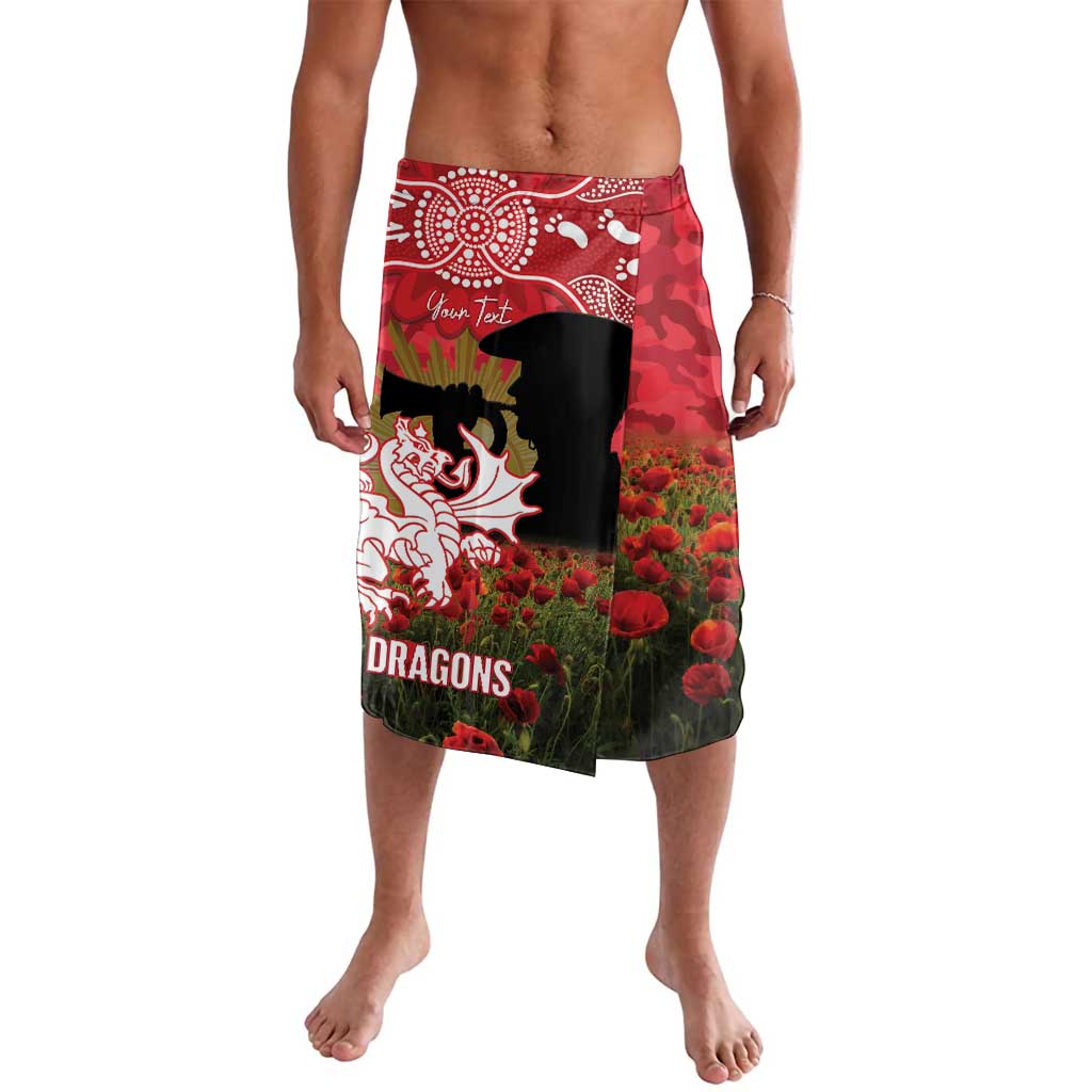 Personalised Dragons Rugby ANZAC Day Lavalava Last Post Poppy We Will Remember Them