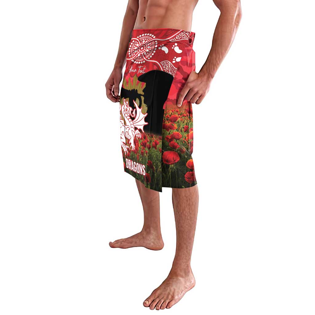 Personalised Dragons Rugby ANZAC Day Lavalava Last Post Poppy We Will Remember Them
