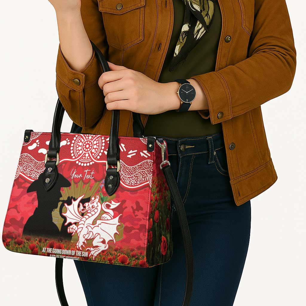 Personalised Dragons Rugby ANZAC Day Leather Bag Last Post Poppy We Will Remember Them