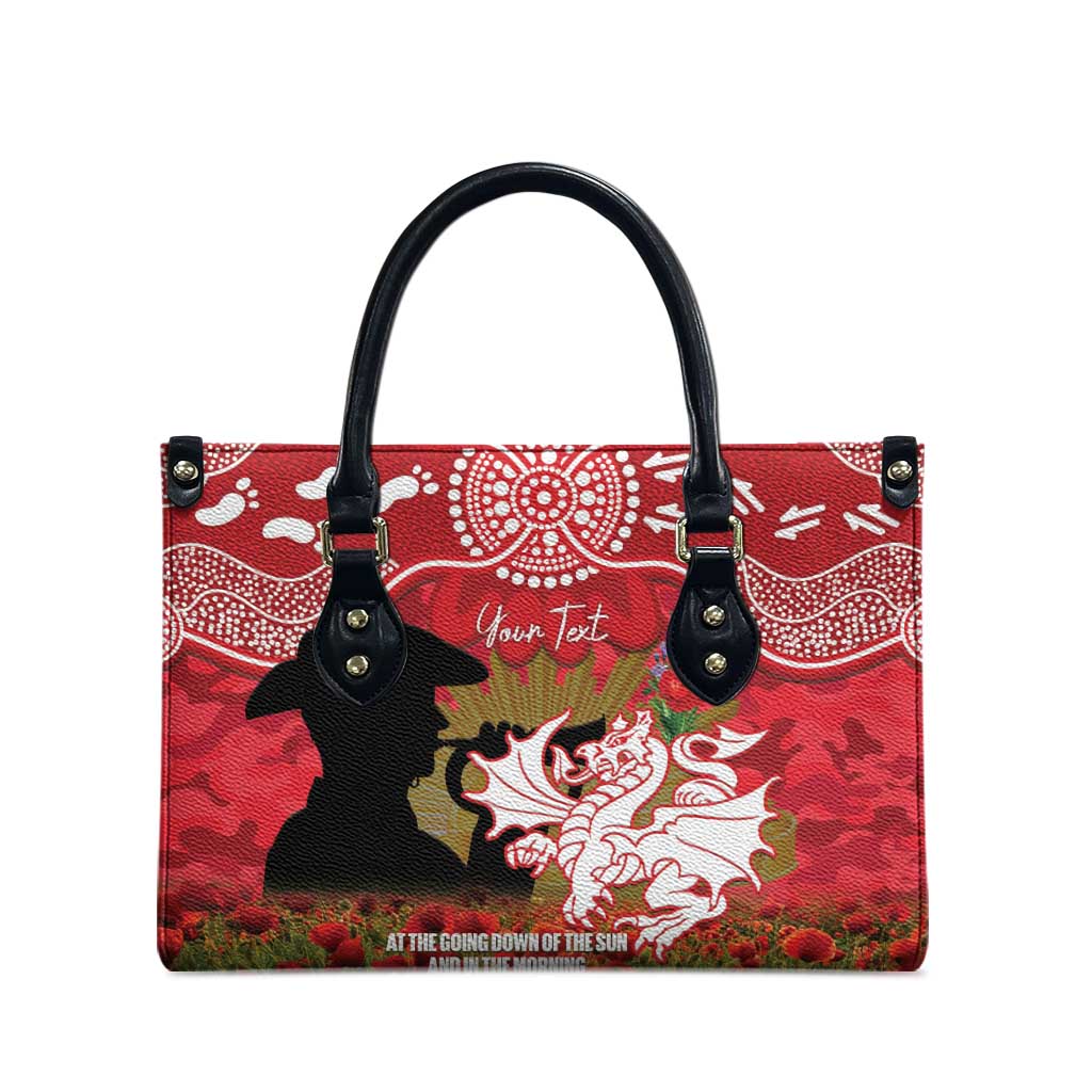 Personalised Dragons Rugby ANZAC Day Leather Bag Last Post Poppy We Will Remember Them