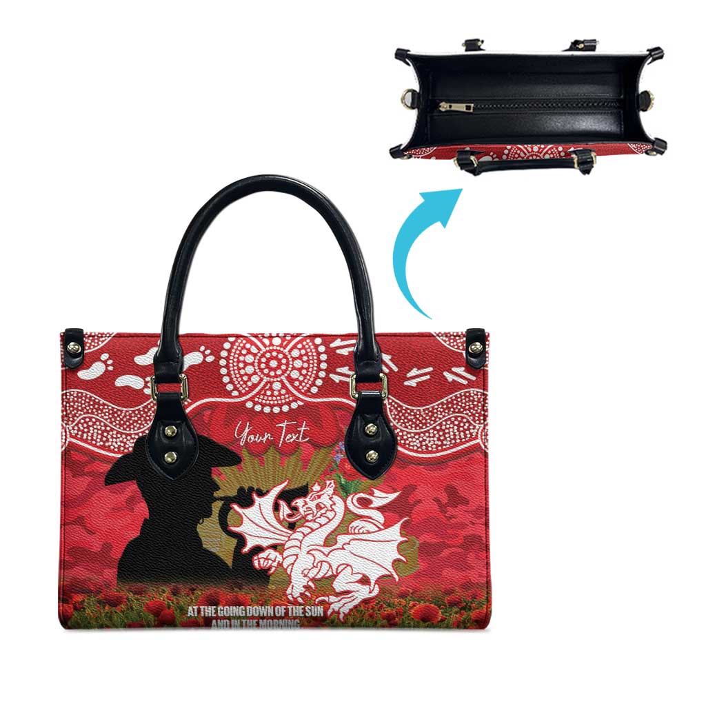 Personalised Dragons Rugby ANZAC Day Leather Bag Last Post Poppy We Will Remember Them