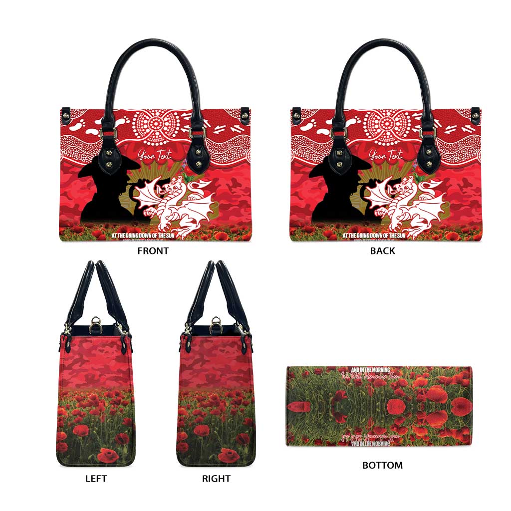 Personalised Dragons Rugby ANZAC Day Leather Bag Last Post Poppy We Will Remember Them