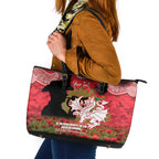 Personalised Dragons Rugby ANZAC Day Leather Tote Bag Last Post Poppy We Will Remember Them