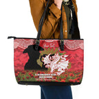 Personalised Dragons Rugby ANZAC Day Leather Tote Bag Last Post Poppy We Will Remember Them