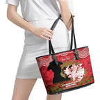 Personalised Dragons Rugby ANZAC Day Leather Tote Bag Last Post Poppy We Will Remember Them