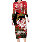 Personalised Dragons Rugby ANZAC Day Long Sleeve Bodycon Dress Last Post Poppy We Will Remember Them