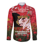 Personalised Dragons Rugby ANZAC Day Long Sleeve Button Shirt Last Post Poppy We Will Remember Them