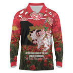 Personalised Dragons Rugby ANZAC Day Long Sleeve Polo Shirt Last Post Poppy We Will Remember Them