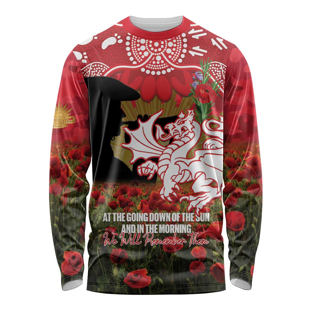Personalised Dragons Rugby ANZAC Day Long Sleeve Shirt Last Post Poppy We Will Remember Them