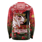 Personalised Dragons Rugby ANZAC Day Long Sleeve Shirt Last Post Poppy We Will Remember Them