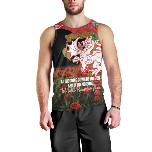 Personalised Dragons Rugby ANZAC Day Men Tank Top Last Post Poppy We Will Remember Them