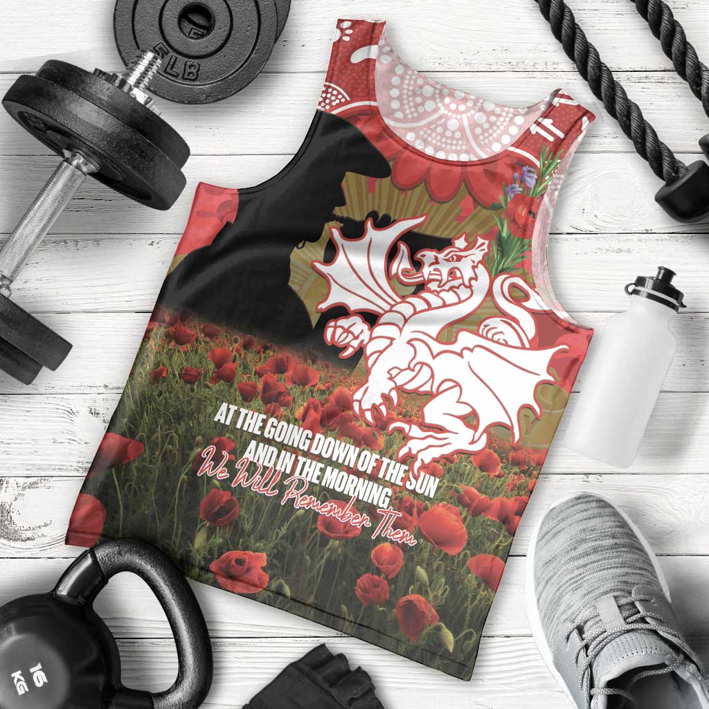 Personalised Dragons Rugby ANZAC Day Men Tank Top Last Post Poppy We Will Remember Them