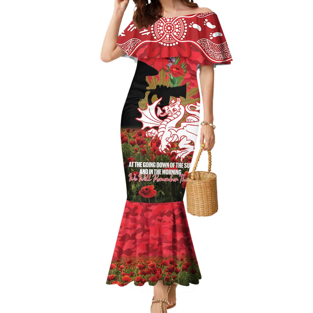 Personalised Dragons Rugby ANZAC Day Mermaid Dress Last Post Poppy We Will Remember Them
