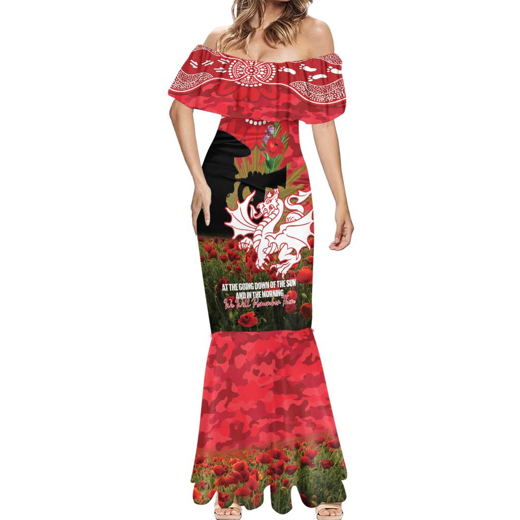 Personalised Dragons Rugby ANZAC Day Mermaid Dress Last Post Poppy We Will Remember Them