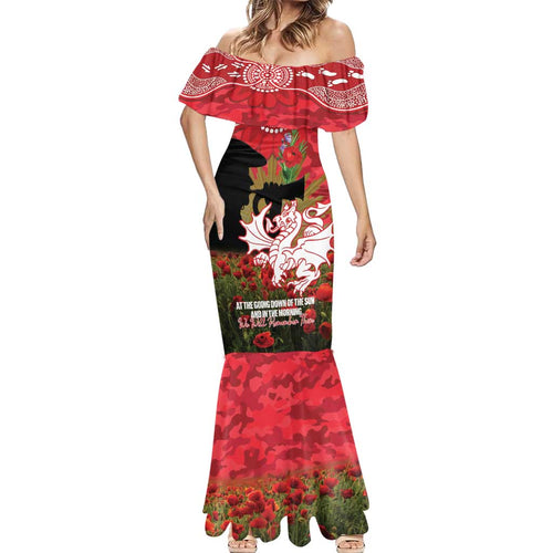Personalised Dragons Rugby ANZAC Day Mermaid Dress Last Post Poppy We Will Remember Them
