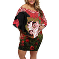 Personalised Dragons Rugby ANZAC Day Off Shoulder Short Dress Last Post Poppy We Will Remember Them