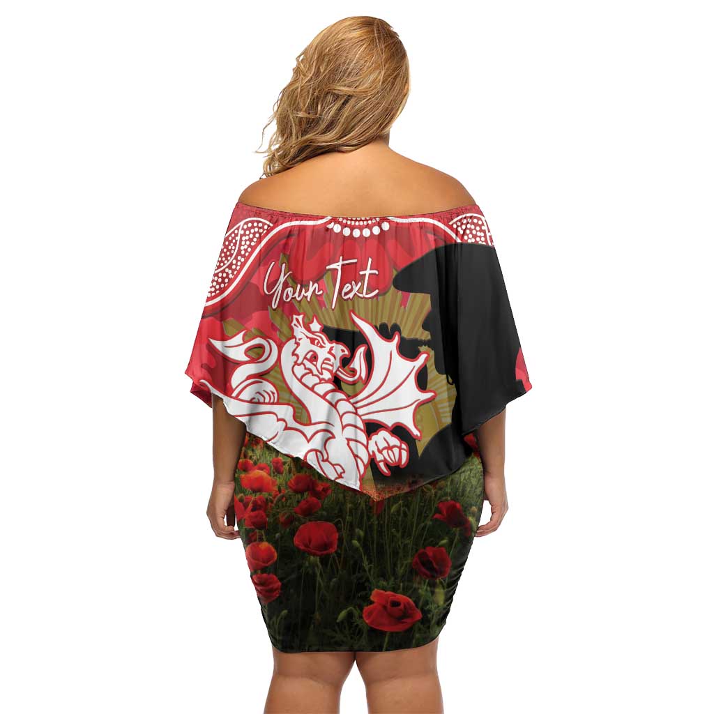Personalised Dragons Rugby ANZAC Day Off Shoulder Short Dress Last Post Poppy We Will Remember Them