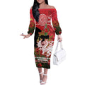 Personalised Dragons Rugby ANZAC Day Off The Shoulder Long Sleeve Dress Last Post Poppy We Will Remember Them