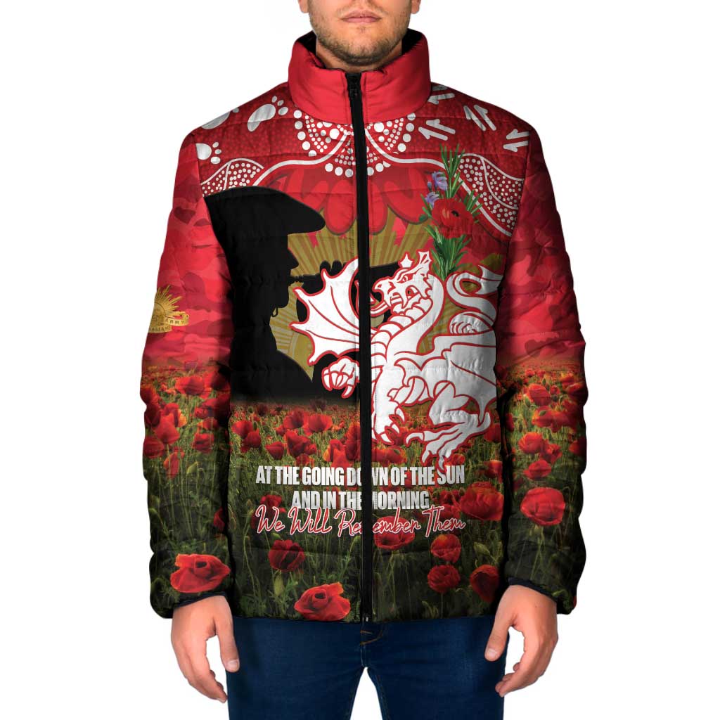 Personalised Dragons Rugby ANZAC Day Padded Jacket Last Post Poppy We Will Remember Them