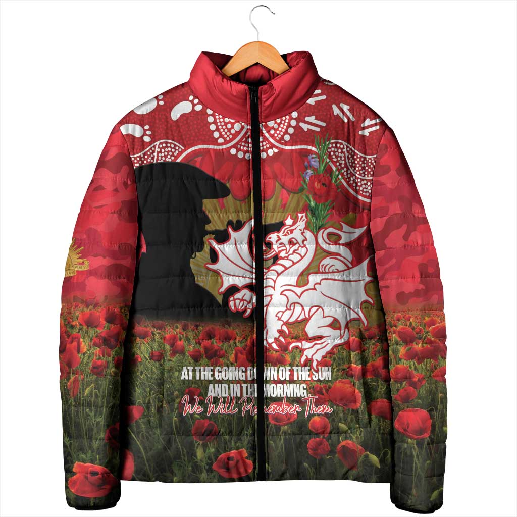 Personalised Dragons Rugby ANZAC Day Padded Jacket Last Post Poppy We Will Remember Them