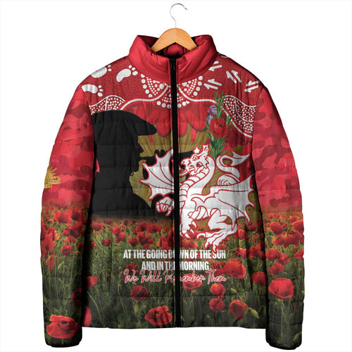 Personalised Dragons Rugby ANZAC Day Padded Jacket Last Post Poppy We Will Remember Them