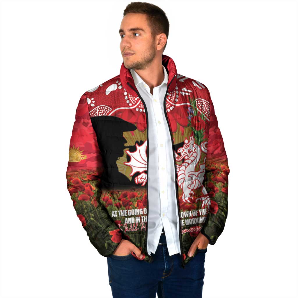 Personalised Dragons Rugby ANZAC Day Padded Jacket Last Post Poppy We Will Remember Them