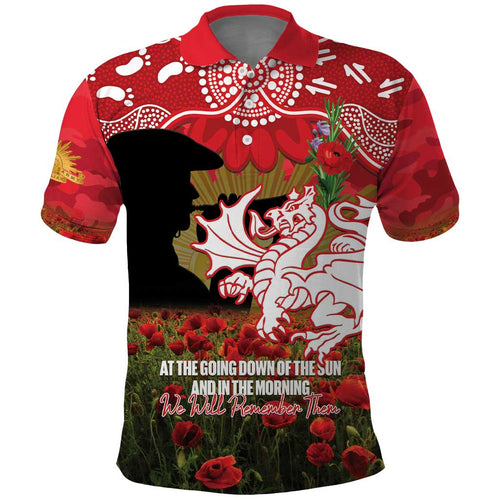 Personalised Dragons Rugby ANZAC Day Polo Shirt Last Post Poppy We Will Remember Them