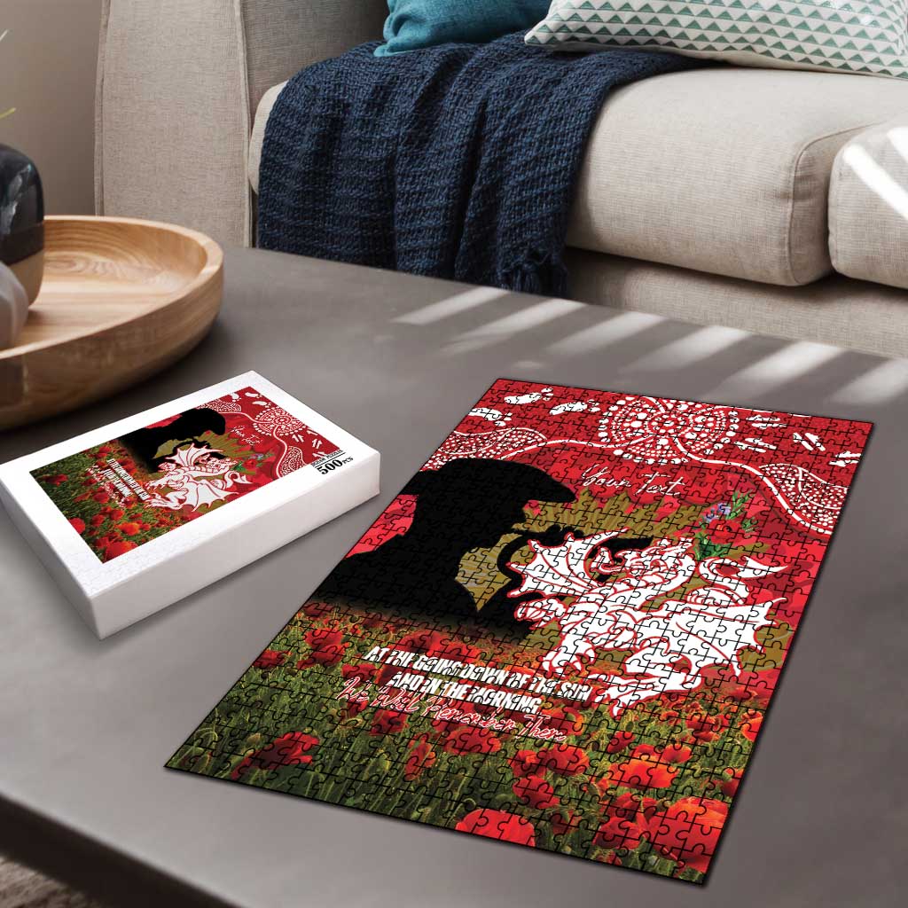 Personalised Dragons Rugby ANZAC Day Puzzle Last Post Poppy We Will Remember Them