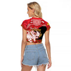 Personalised Dragons Rugby ANZAC Day Raglan Cropped T Shirt Last Post Poppy We Will Remember Them