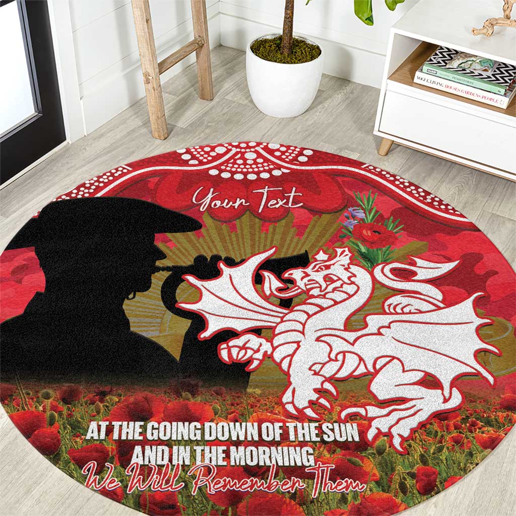 Personalised Dragons Rugby ANZAC Day Round Carpet Last Post Poppy We Will Remember Them
