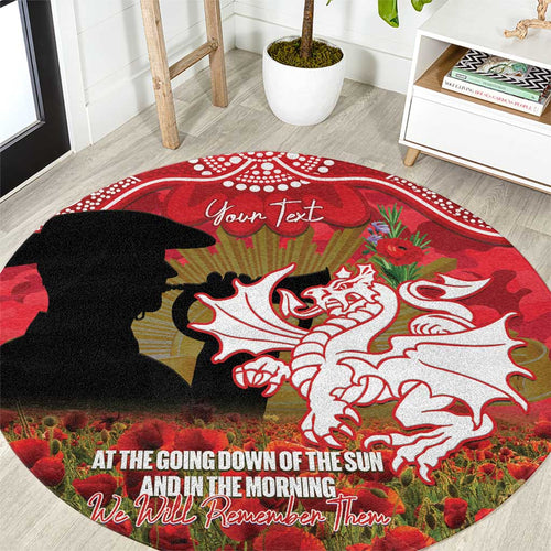 Personalised Dragons Rugby ANZAC Day Round Carpet Last Post Poppy We Will Remember Them