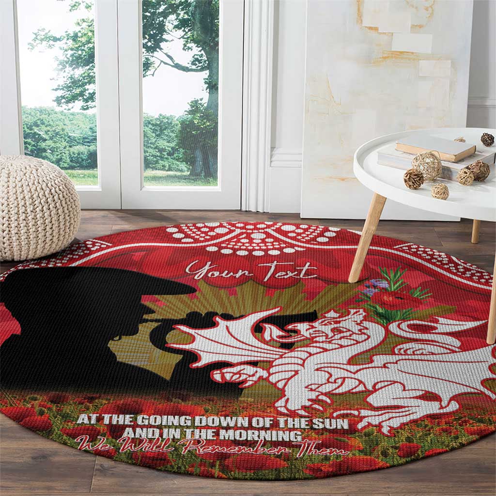 Personalised Dragons Rugby ANZAC Day Round Carpet Last Post Poppy We Will Remember Them