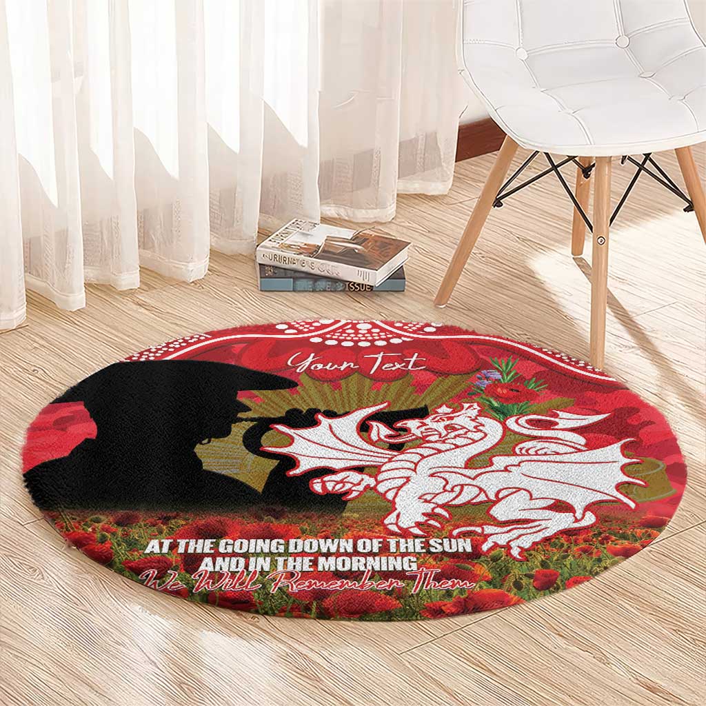 Personalised Dragons Rugby ANZAC Day Round Carpet Last Post Poppy We Will Remember Them