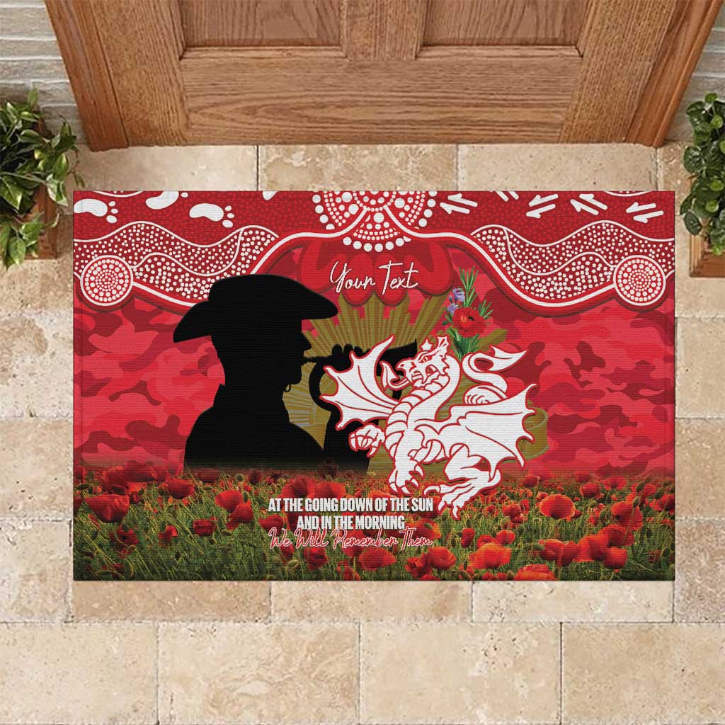 Personalised Dragons Rugby ANZAC Day Rubber Doormat Last Post Poppy We Will Remember Them