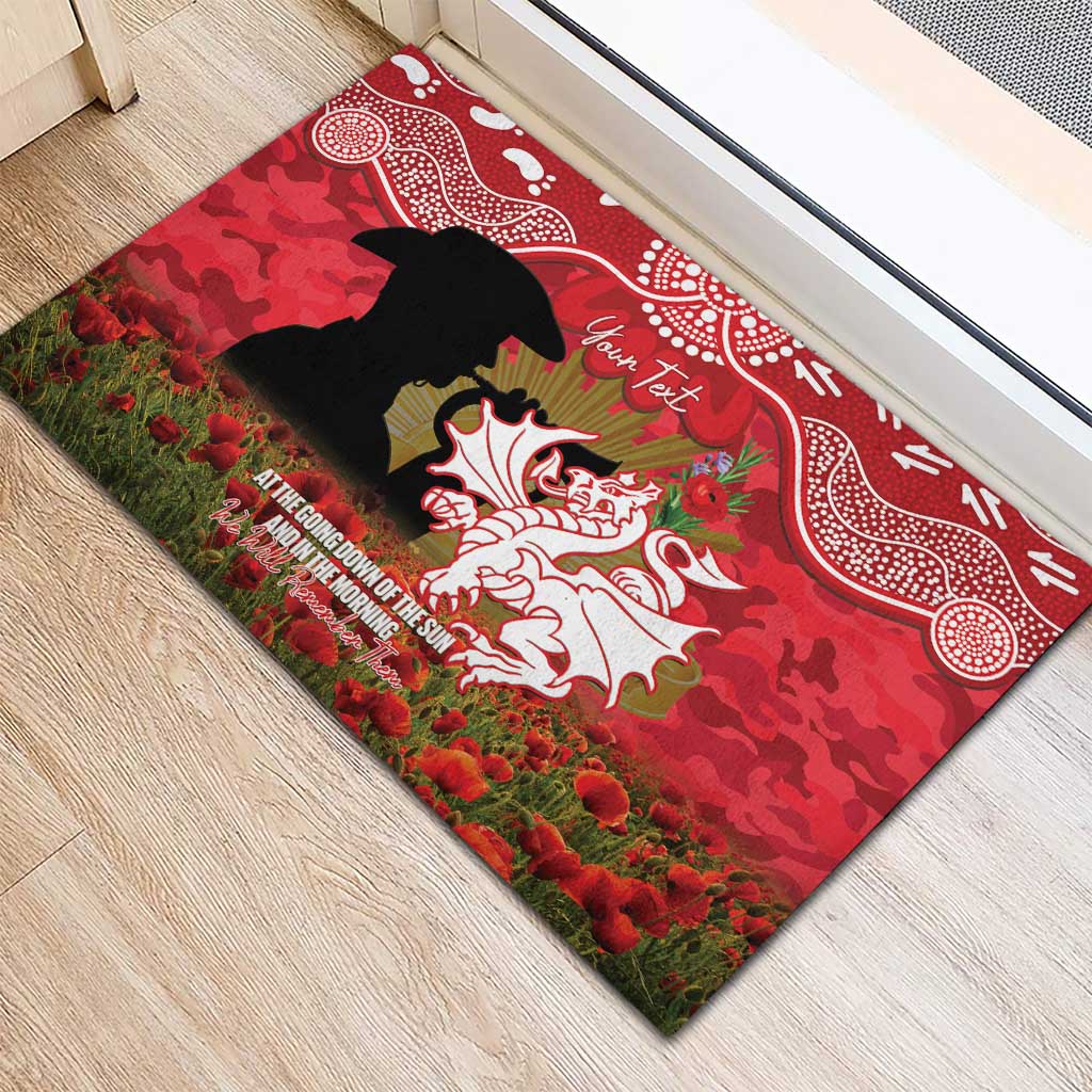 Personalised Dragons Rugby ANZAC Day Rubber Doormat Last Post Poppy We Will Remember Them