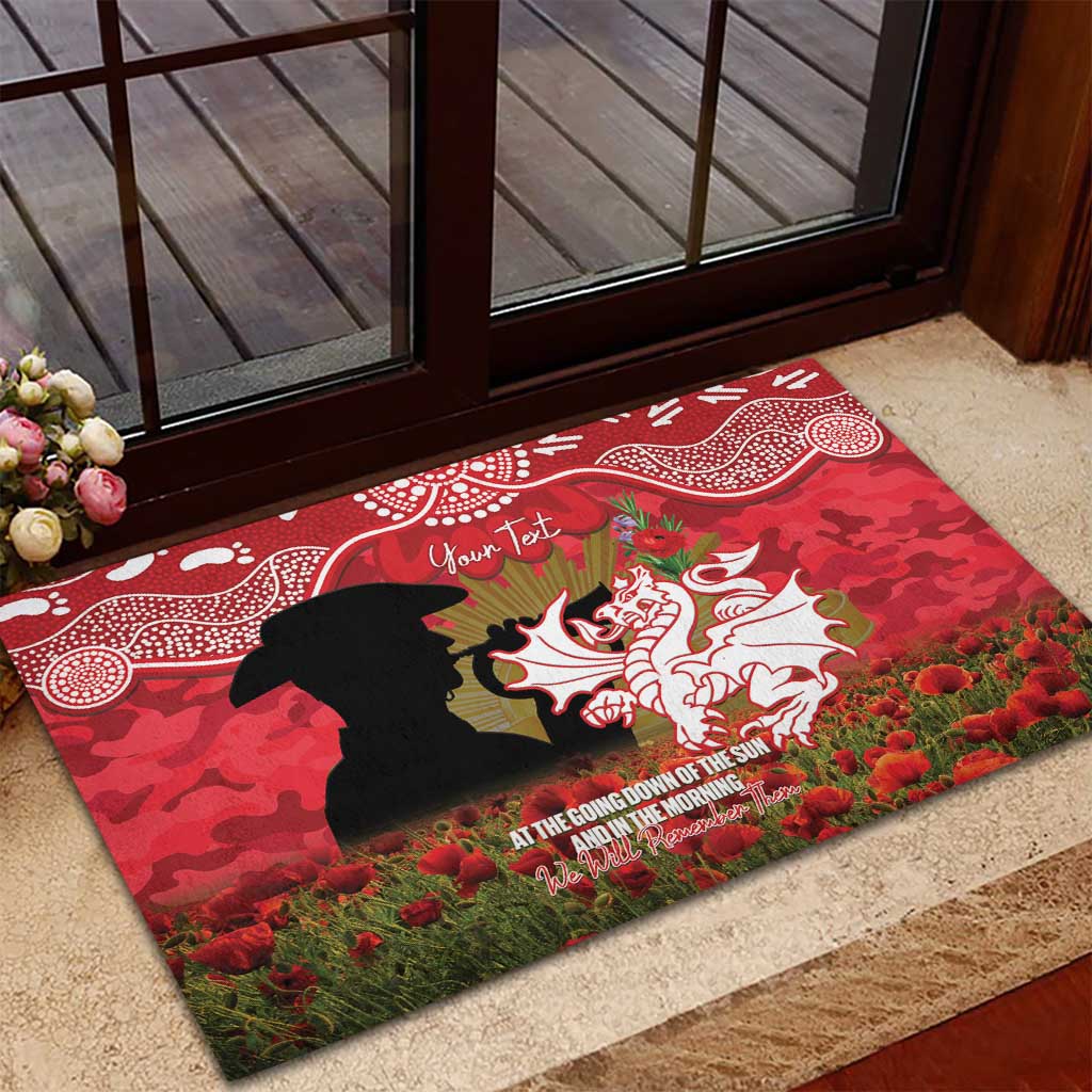 Personalised Dragons Rugby ANZAC Day Rubber Doormat Last Post Poppy We Will Remember Them