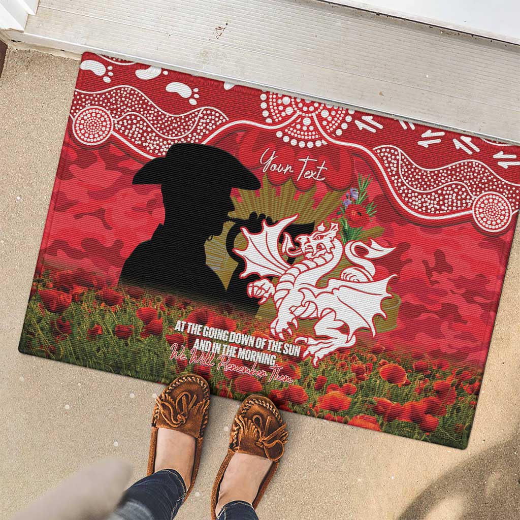 Personalised Dragons Rugby ANZAC Day Rubber Doormat Last Post Poppy We Will Remember Them