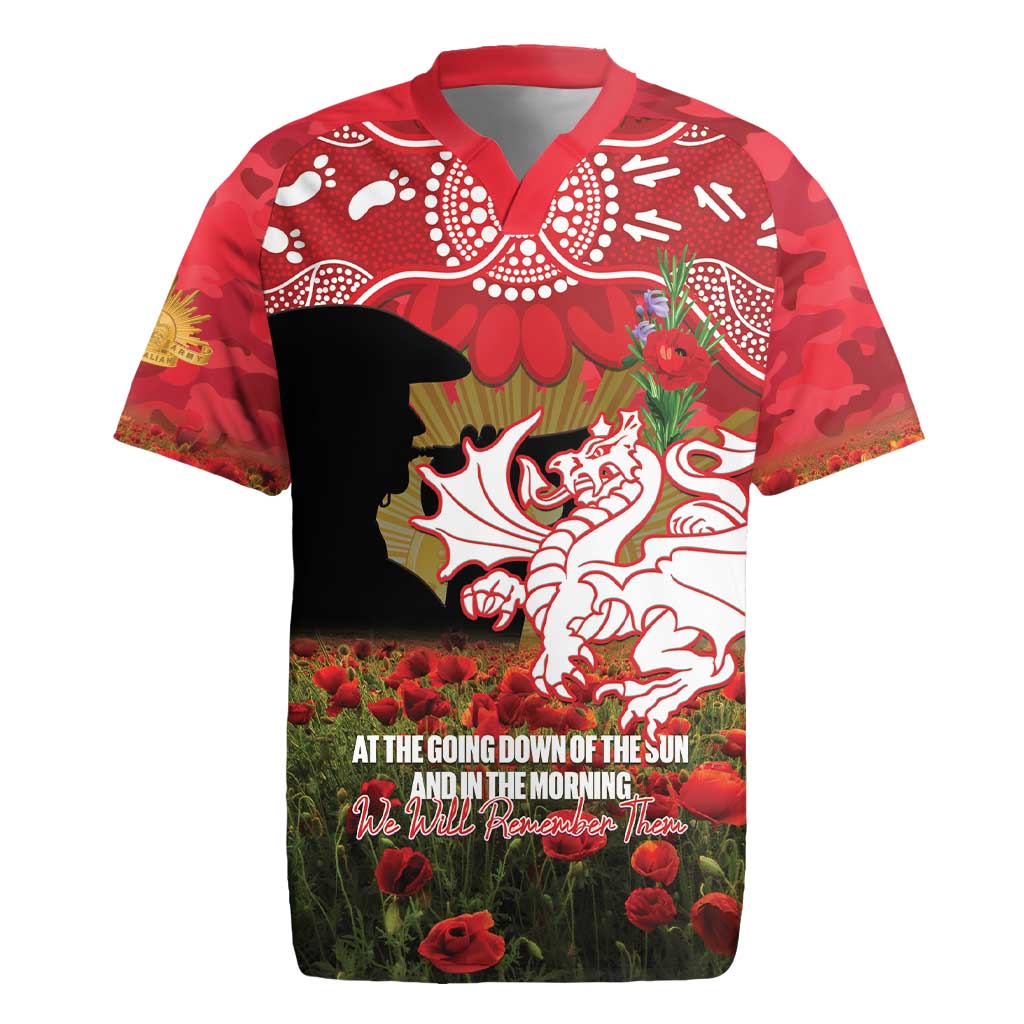 Personalised Dragons Rugby ANZAC Day Rugby Jersey Last Post Poppy We Will Remember Them