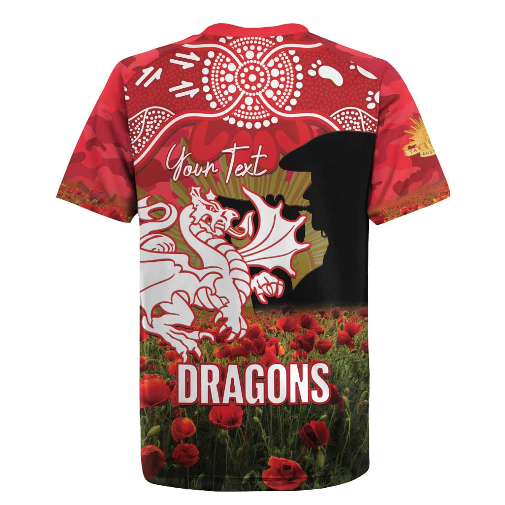 Personalised Dragons Rugby ANZAC Day Rugby Jersey Last Post Poppy We Will Remember Them