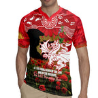 Personalised Dragons Rugby ANZAC Day Rugby Jersey Last Post Poppy We Will Remember Them
