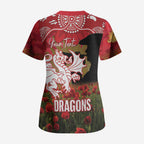 Personalised Dragons Rugby ANZAC Day Scrub Top Last Post Poppy We Will Remember Them