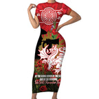 Personalised Dragons Rugby ANZAC Day Short Sleeve Bodycon Dress Last Post Poppy We Will Remember Them