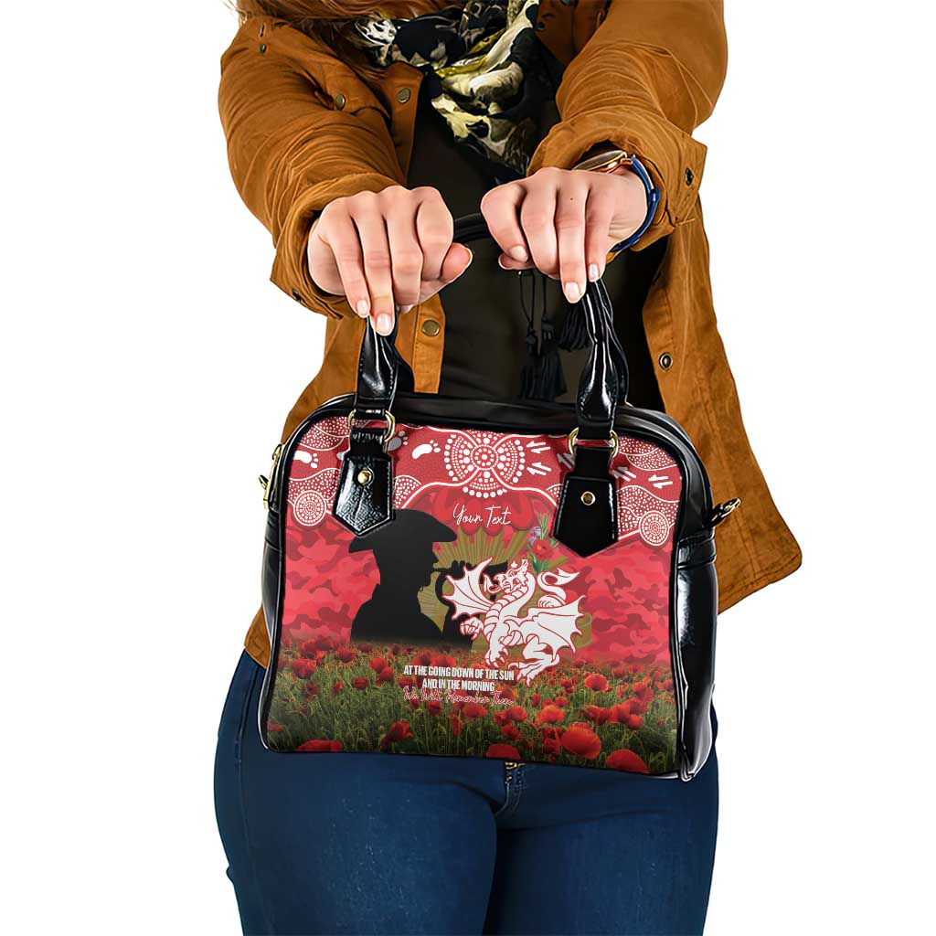 Personalised Dragons Rugby ANZAC Day Shoulder Handbag Last Post Poppy We Will Remember Them