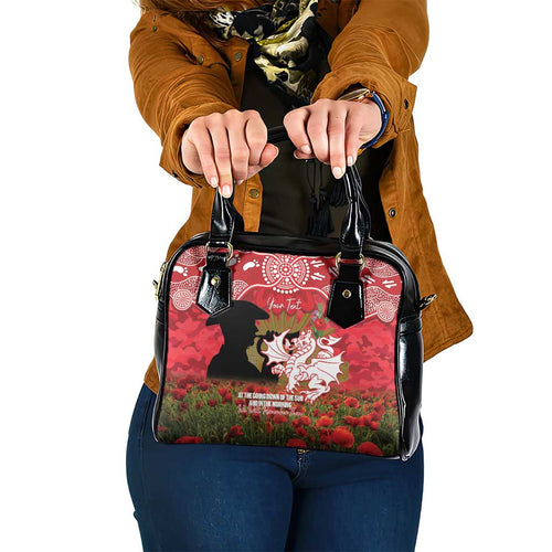 Personalised Dragons Rugby ANZAC Day Shoulder Handbag Last Post Poppy We Will Remember Them
