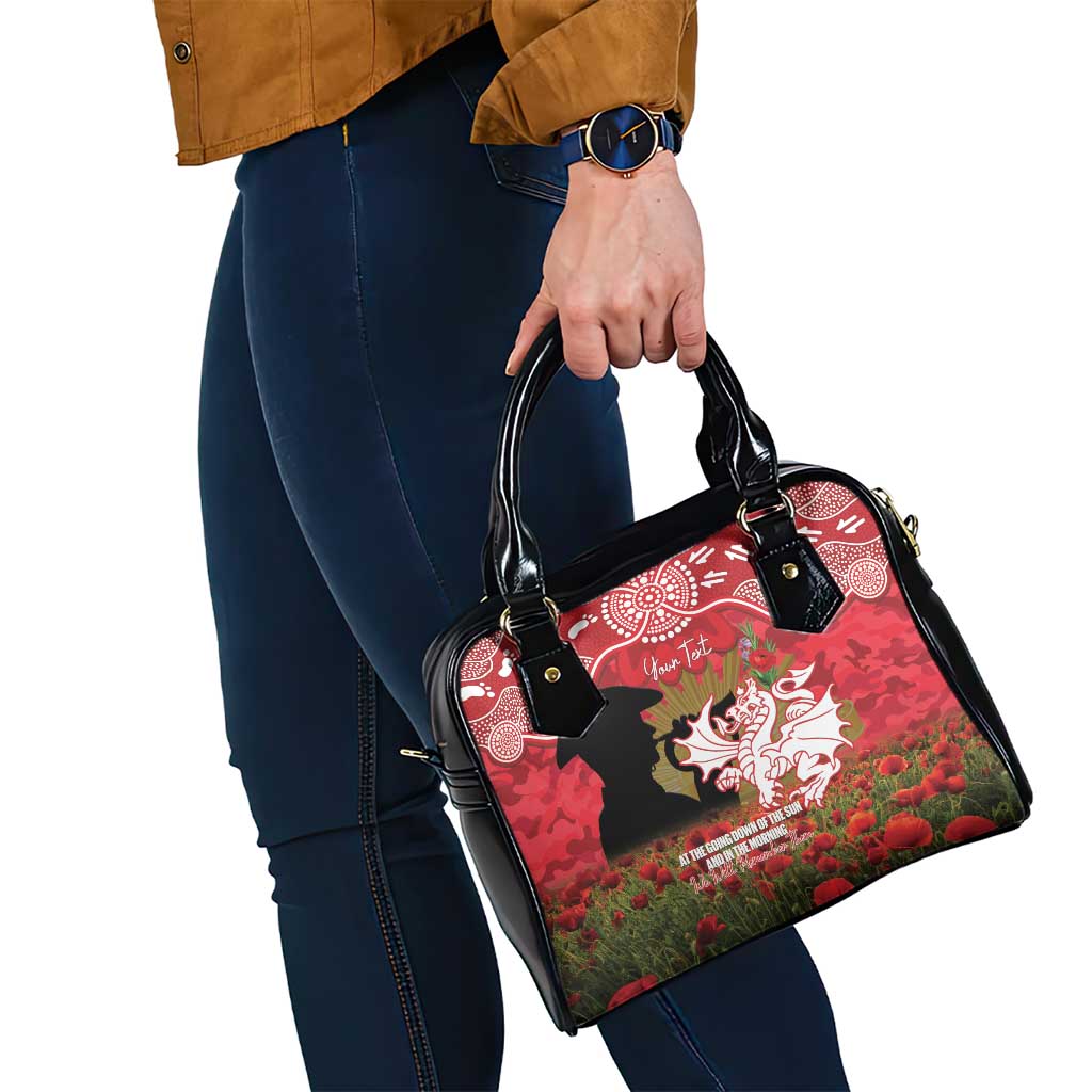 Personalised Dragons Rugby ANZAC Day Shoulder Handbag Last Post Poppy We Will Remember Them